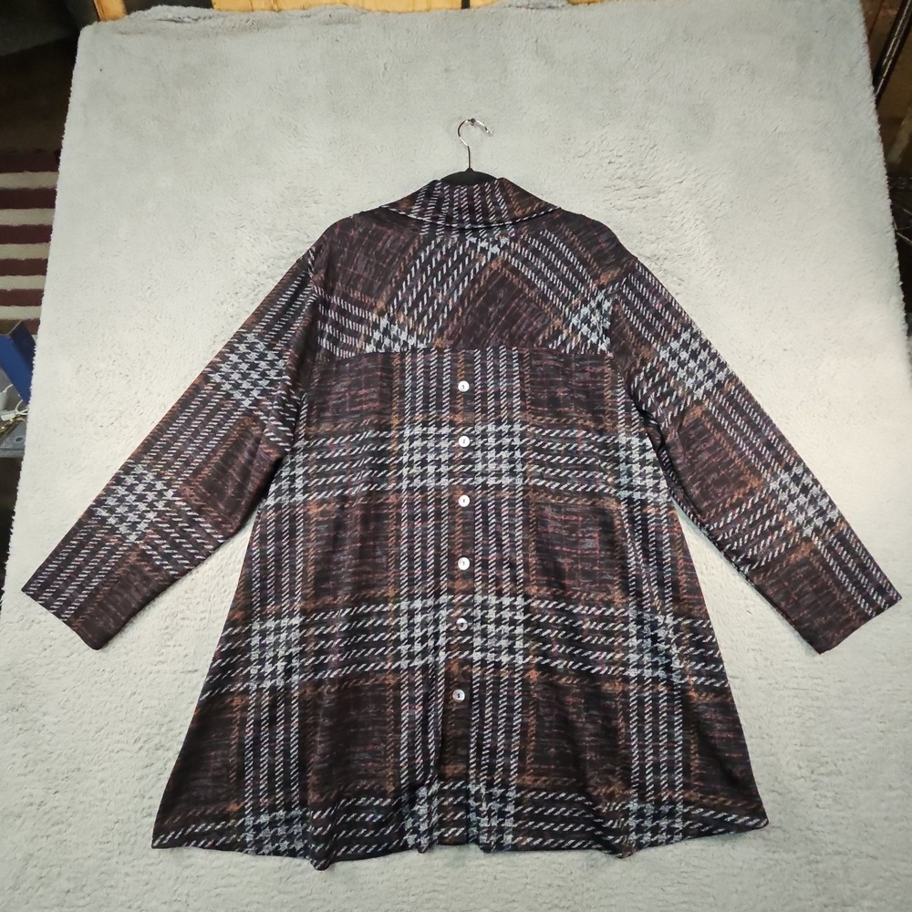John Mark Tunic Sweater Womens 2X Plaid Cowl Neck Pockets Button Back - Picture 3 of 15